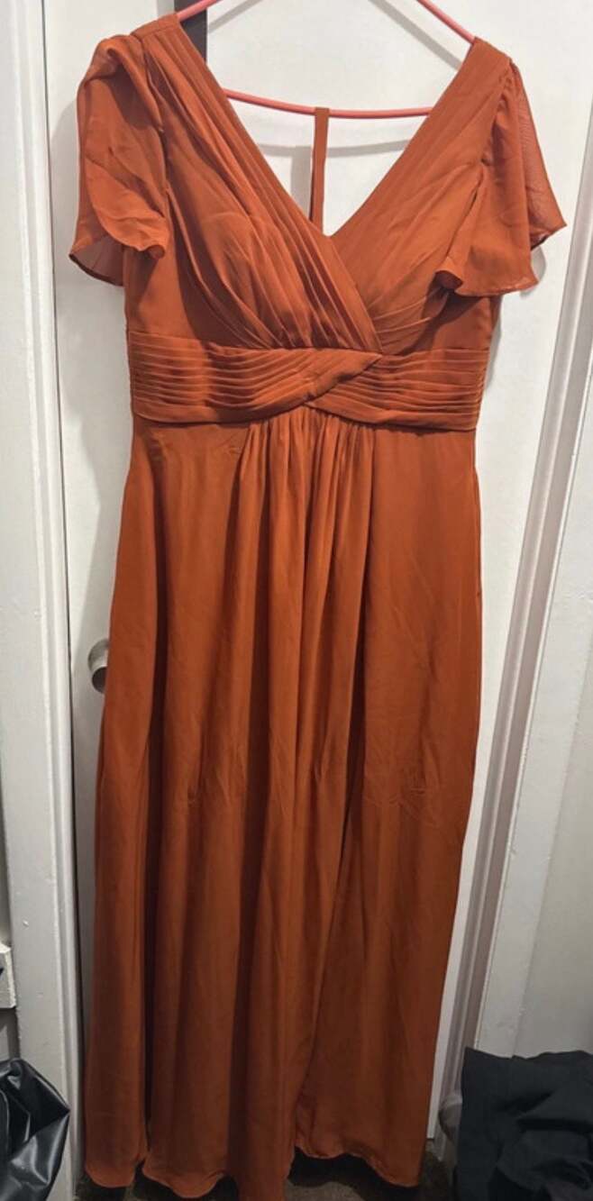Azazie Omari Cinnamon Stretch Satin Bridesmaid Dress
